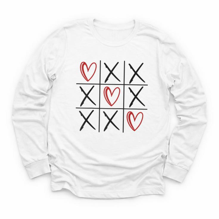 Tic Tac Toe Love Hearts Romantic Valentine Raglan Baseball Tee Youth Long Sleeve Tee