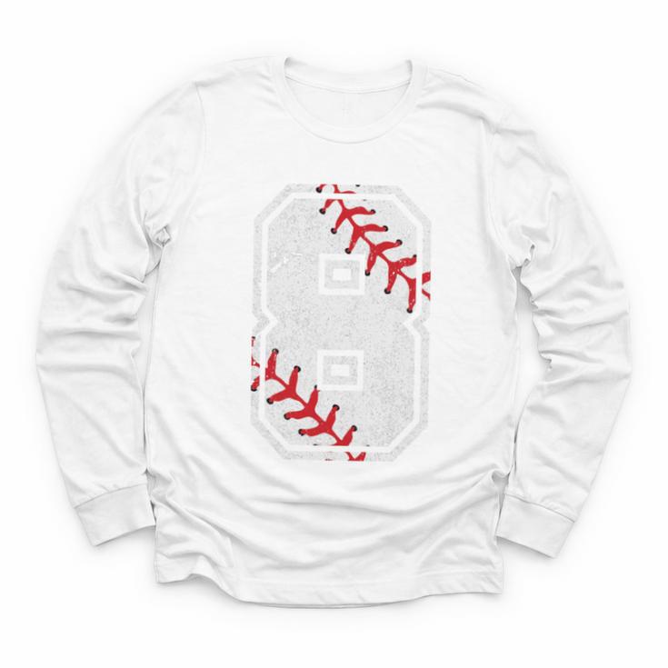 Vintage Baseball 8 Jersey Number 8 Youth Long Sleeve Tee