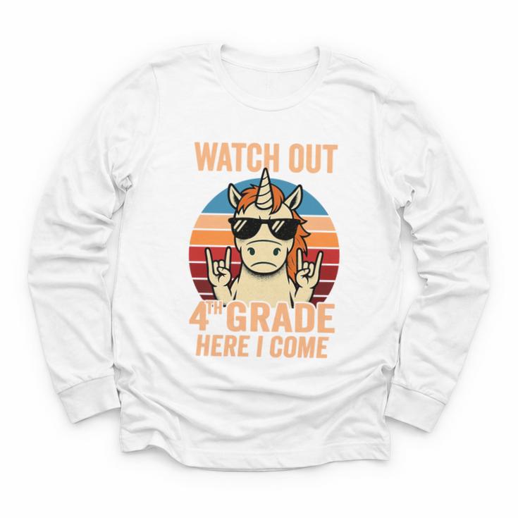 Watch Out Fourth Grade 2026 Back To School 4th Grade Boys Premium Tri-Blend Youth Long Sleeve Tee