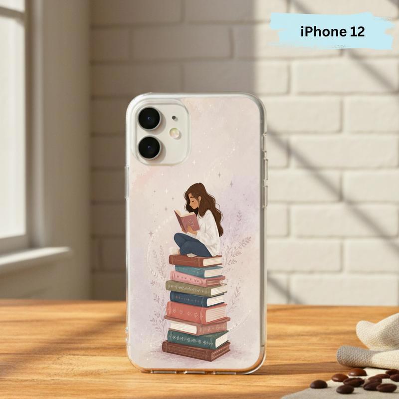 Cozy Girl Reading Books - Dreamy Book Lover Aesthetic Phone Case IPhone
