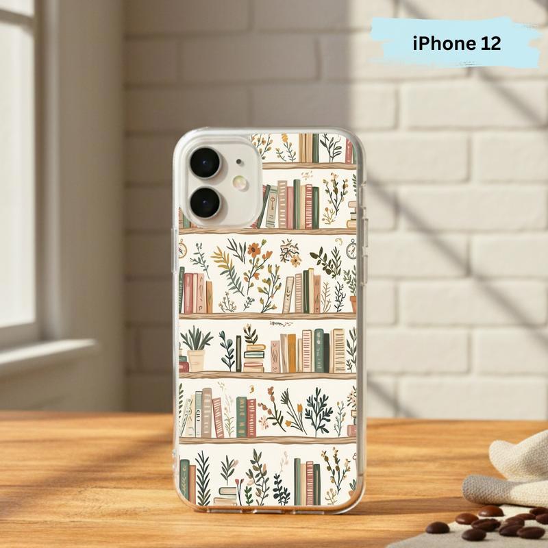 Cozy Reader Aesthetic - Floral Bookshelf Phone Case IPhone