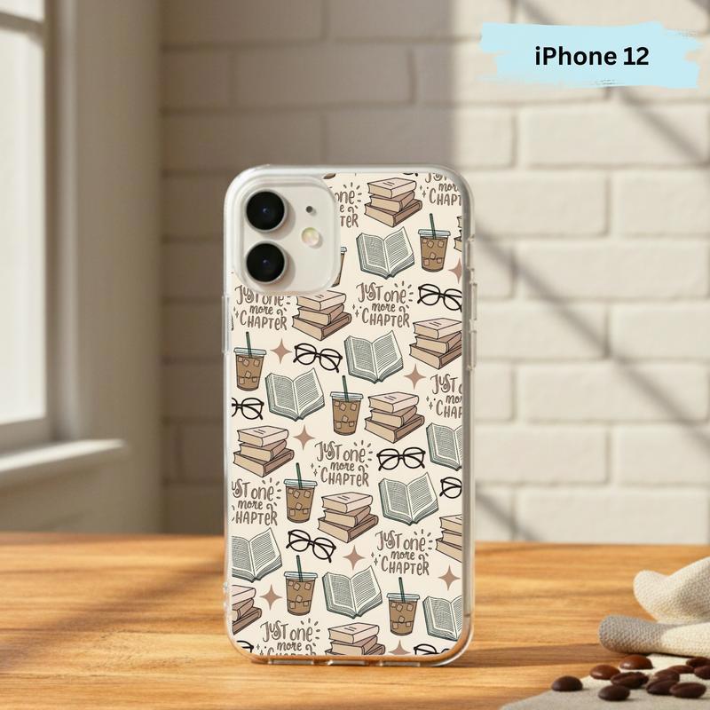 Just One More Chapter Pattern - Books And Coffee Aesthetic Phone Case IPhone
