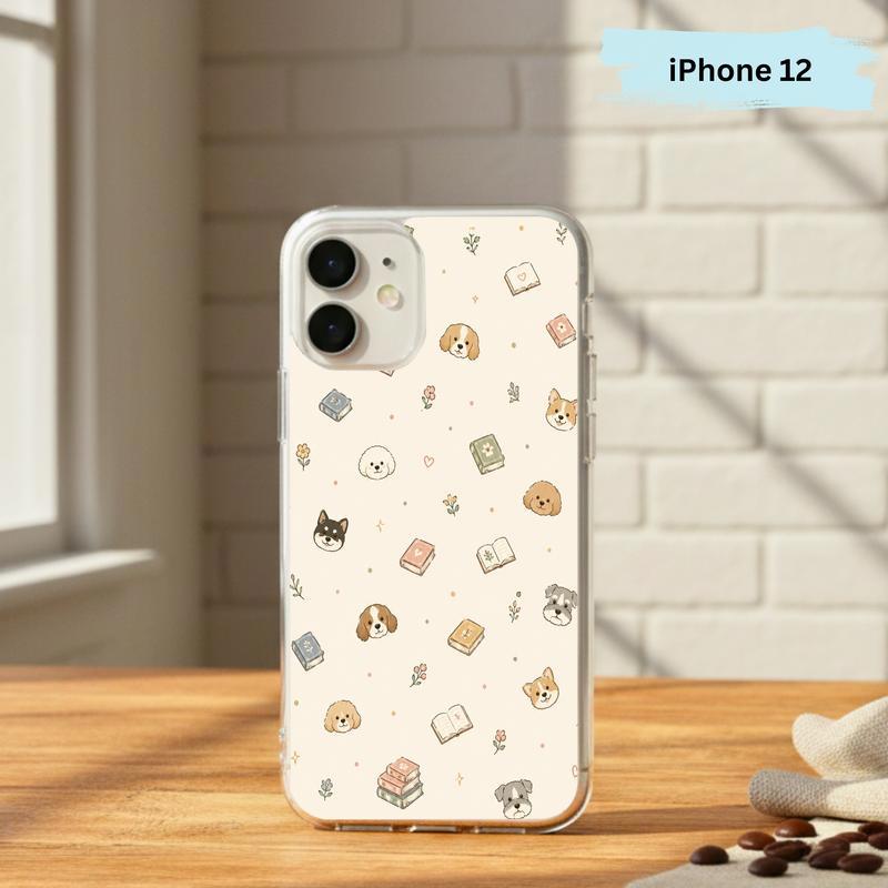 Kawaii Dog Books Pattern - Cute Reading Aesthetic Art Phone Case IPhone