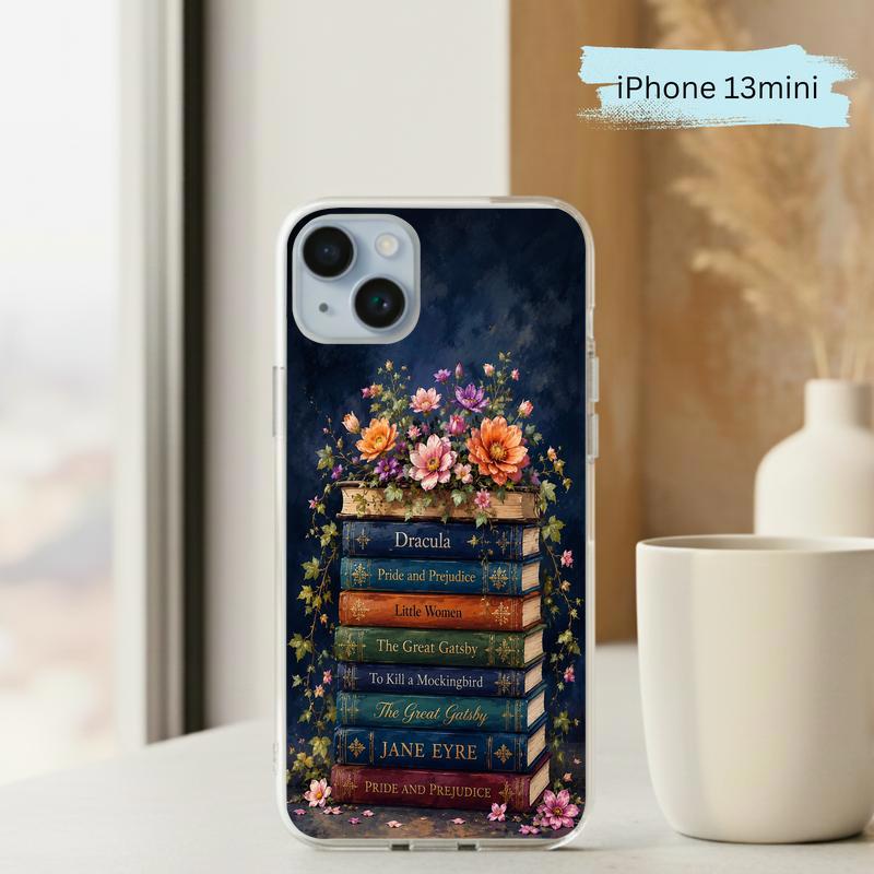 Classic Literature Floral Stack - Vintage Book Lover Aesthetic Phone Case IPhone