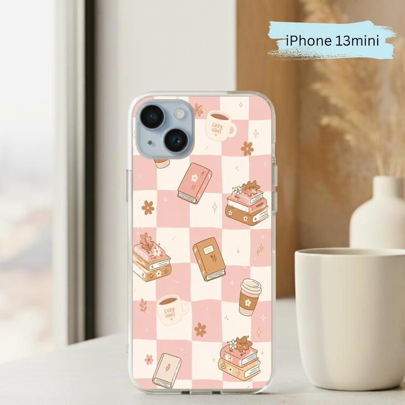 Cozy Book Lover Aesthetic - Pink Checkered Reading Vibes Phone Case IPhone