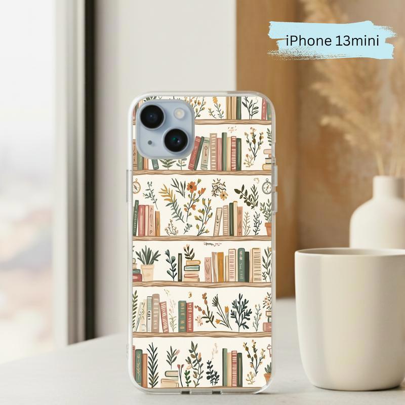 Cozy Reader Aesthetic - Floral Bookshelf Phone Case IPhone