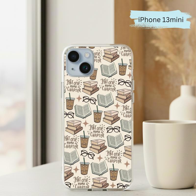 Just One More Chapter Pattern - Books And Coffee Aesthetic Phone Case IPhone