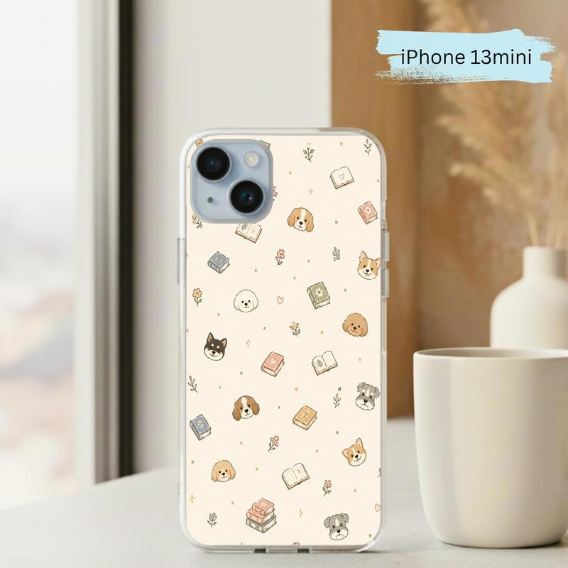 Kawaii Dog Books Pattern - Cute Reading Aesthetic Art Phone Case IPhone