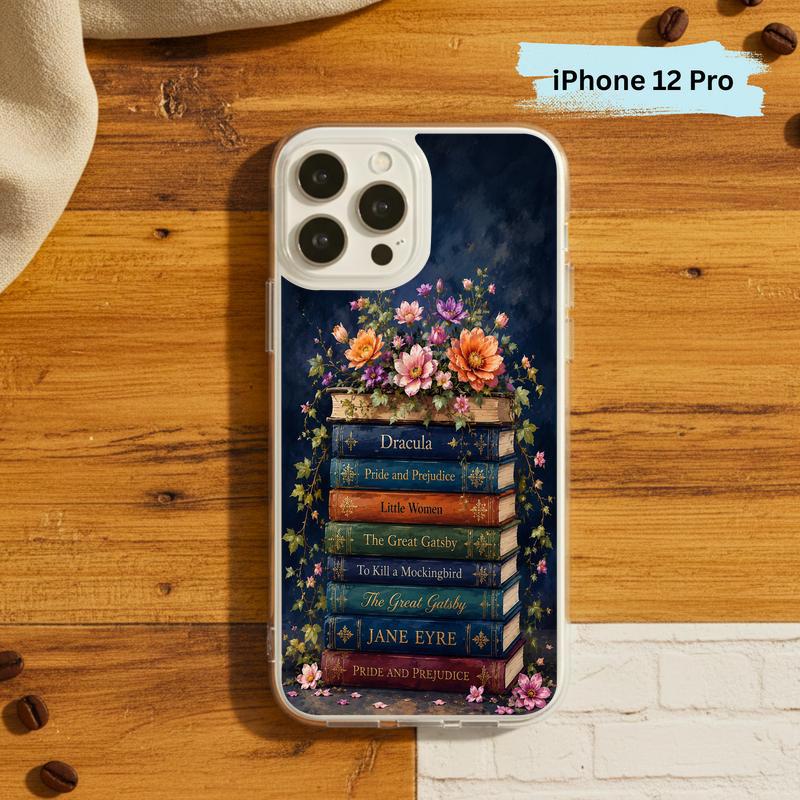 Classic Literature Floral Stack - Vintage Book Lover Aesthetic Phone Case IPhone