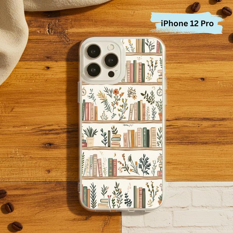 Cozy Reader Aesthetic - Floral Bookshelf Phone Case IPhone