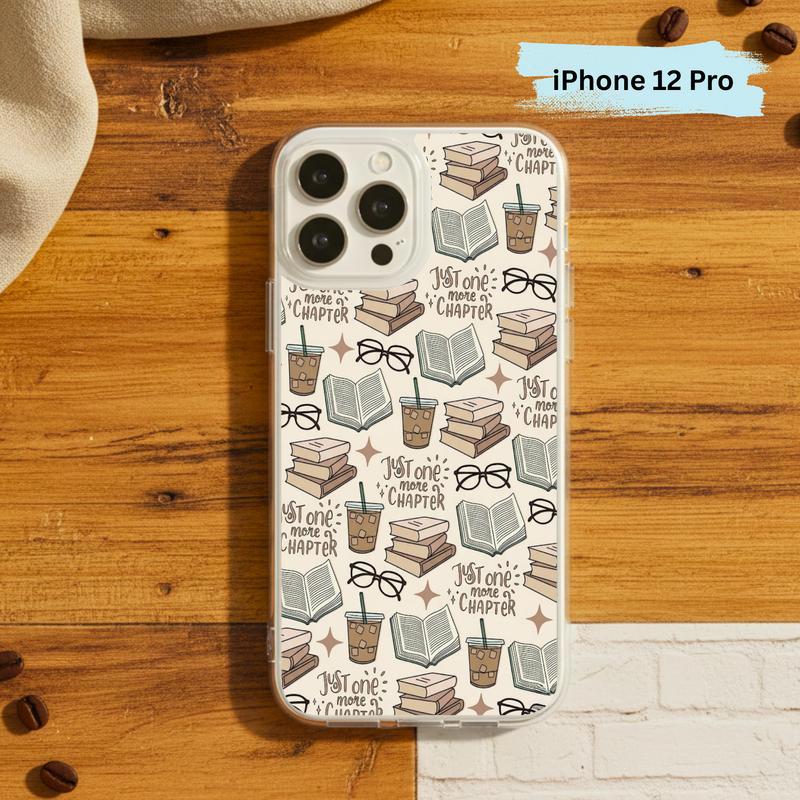 Just One More Chapter Pattern - Books And Coffee Aesthetic Phone Case IPhone