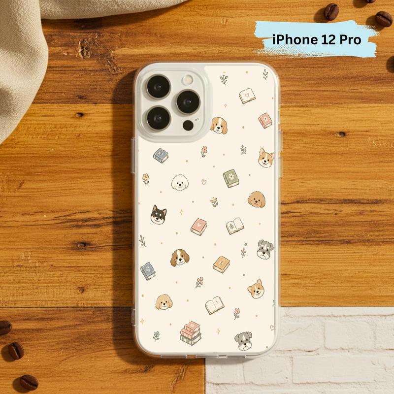 Kawaii Dog Books Pattern - Cute Reading Aesthetic Art Phone Case IPhone