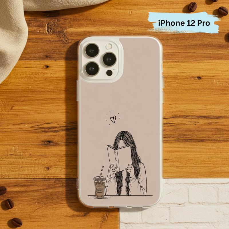 Minimal Girl Reading Art - Coffee And Books Aesthetic Phone Case IPhone Minimal Girl Reading Art - Coffee And Books Aesthetic Phone Case IPhone