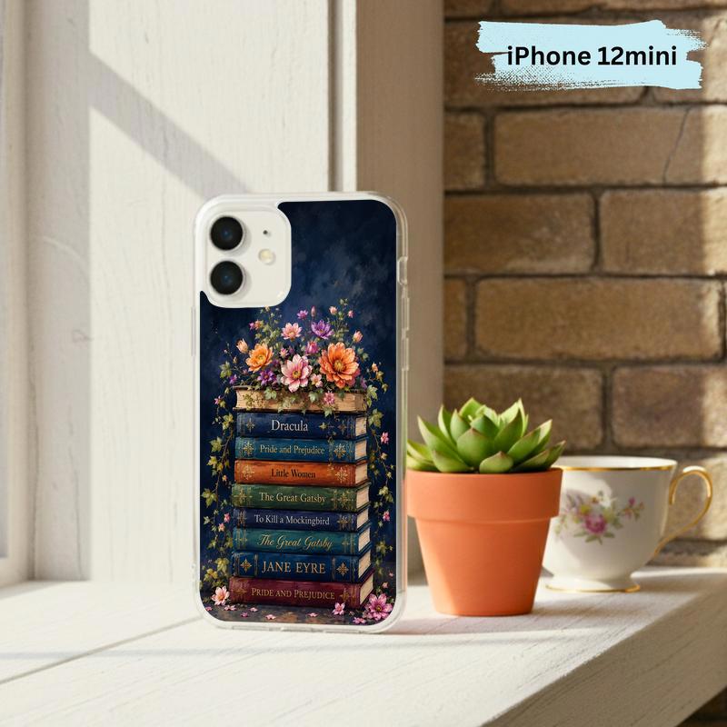 Classic Literature Floral Stack - Vintage Book Lover Aesthetic Phone Case IPhone