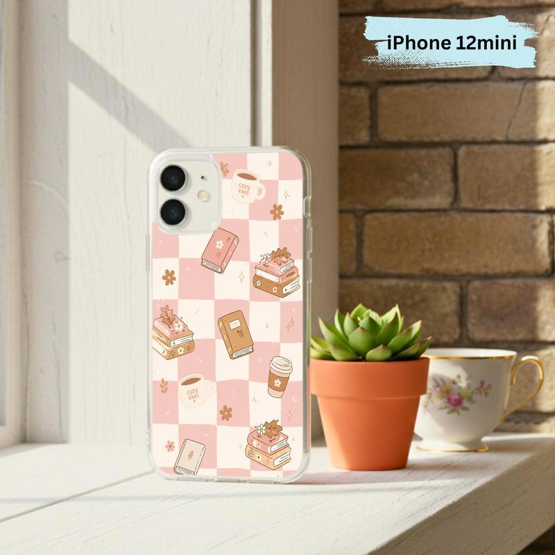 Cozy Book Lover Aesthetic - Pink Checkered Reading Vibes Phone Case IPhone