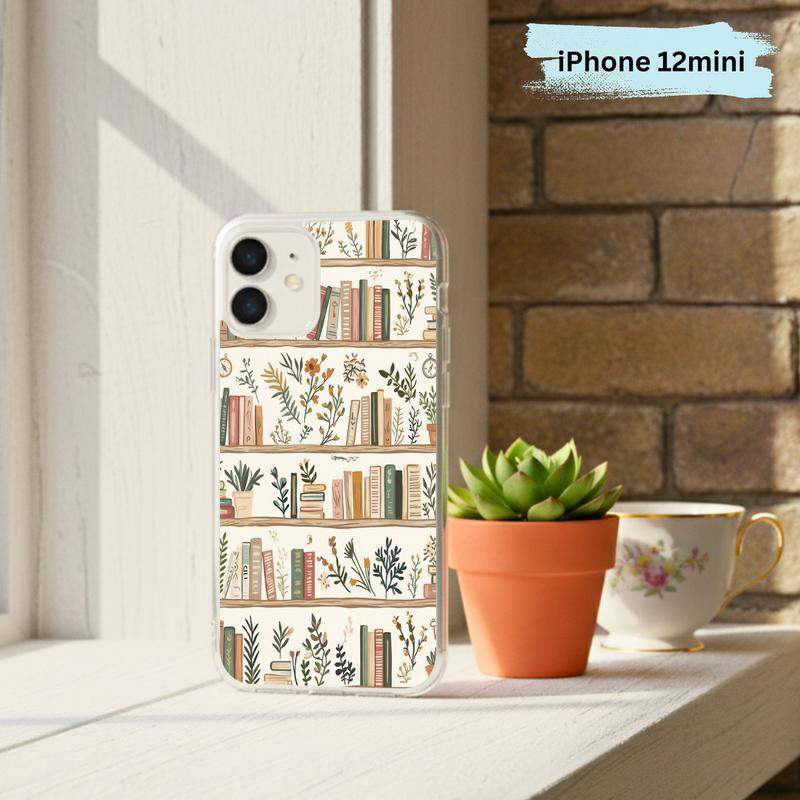 Cozy Reader Aesthetic - Floral Bookshelf Phone Case IPhone