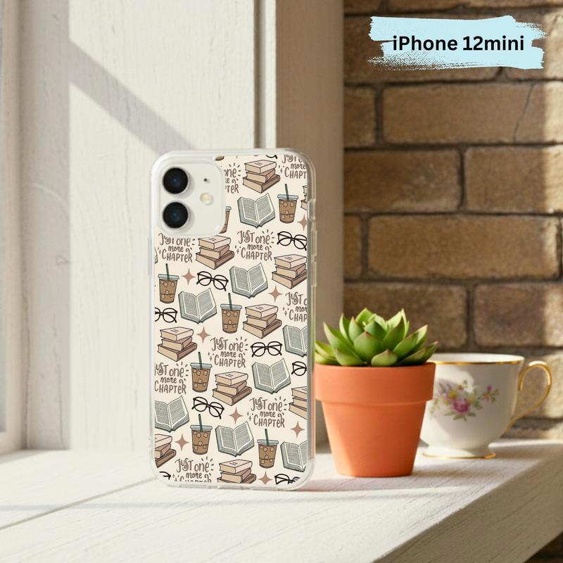 Just One More Chapter Pattern - Books And Coffee Aesthetic Phone Case IPhone