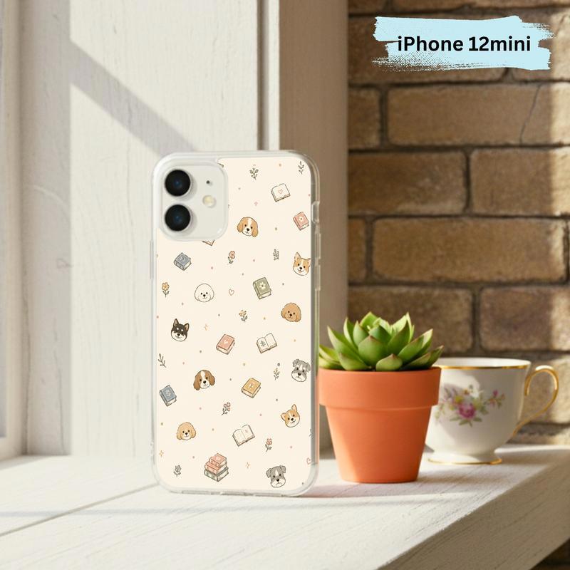 Kawaii Dog Books Pattern - Cute Reading Aesthetic Art Phone Case IPhone