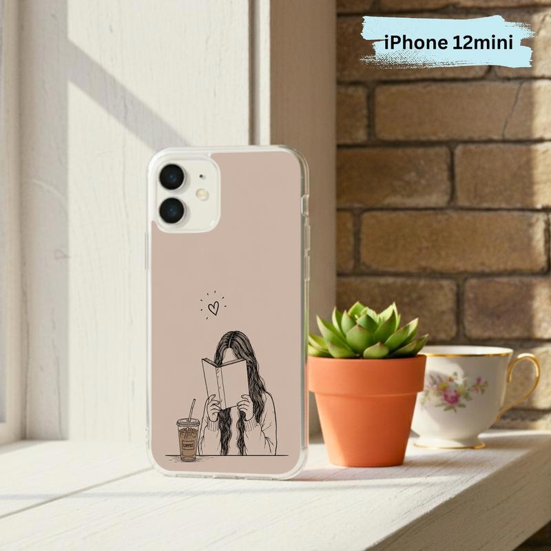 Minimal Girl Reading Art - Coffee And Books Aesthetic Phone Case IPhone Minimal Girl Reading Art - Coffee And Books Aesthetic Phone Case IPhone