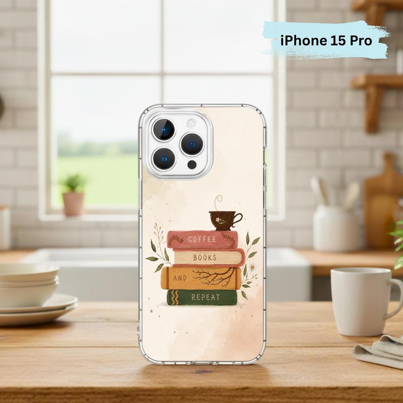 Coffee Books And Repeat - Cozy Reader Aesthetic Phone Case IPhone