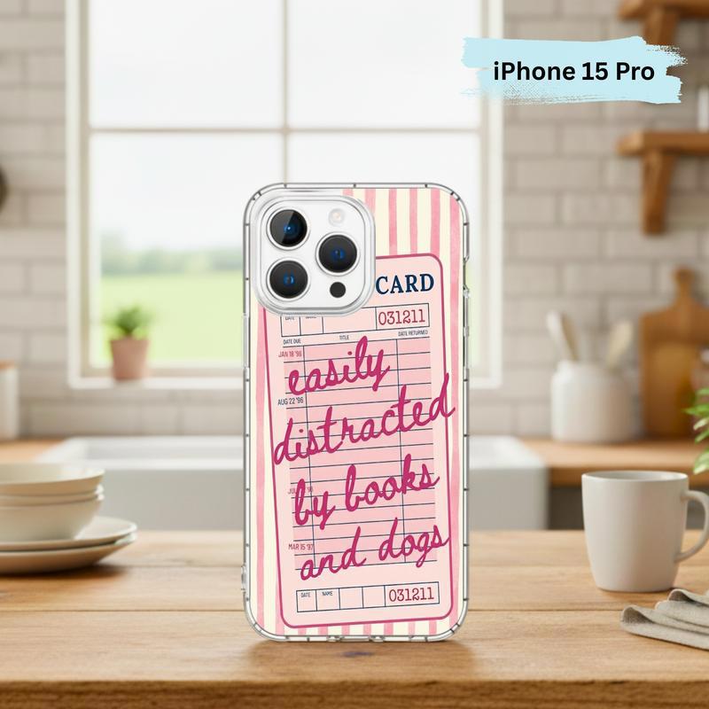 Easily Distracted By Books And Dogs - Funny Book Lover Phone Case IPhone