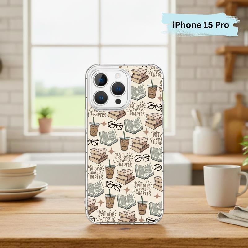 Just One More Chapter Pattern - Books And Coffee Aesthetic Phone Case IPhone