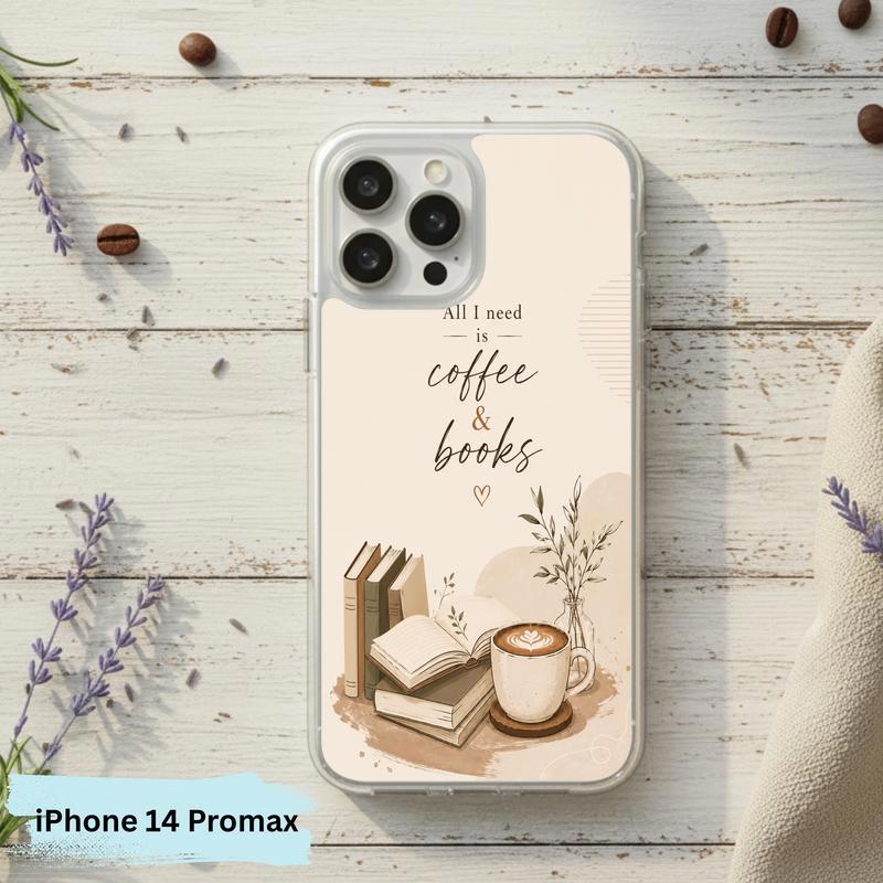 All I Need Is Coffee And Books - Boho Book Art Phone Case IPhone