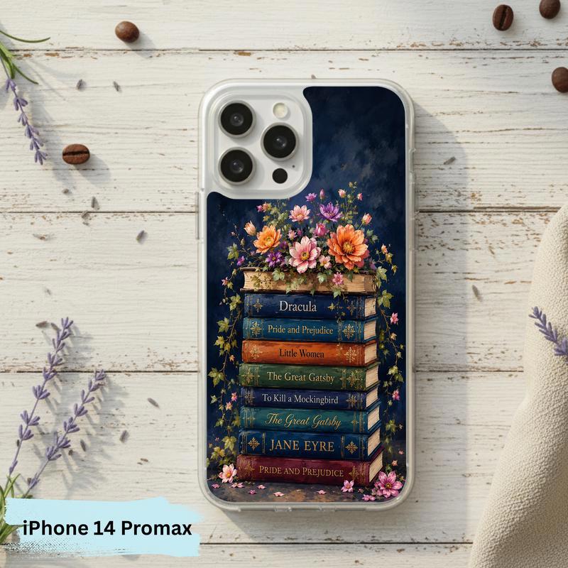 Classic Literature Floral Stack - Vintage Book Lover Aesthetic Phone Case IPhone