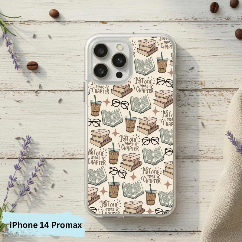 Just One More Chapter Pattern - Books And Coffee Aesthetic Phone Case IPhone