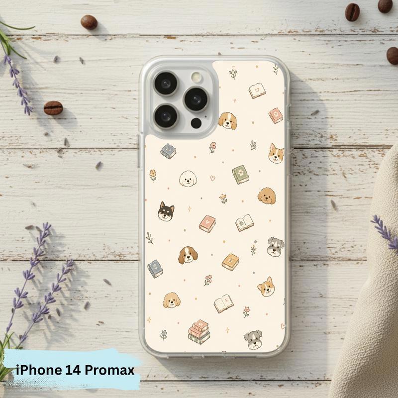 Kawaii Dog Books Pattern - Cute Reading Aesthetic Art Phone Case IPhone