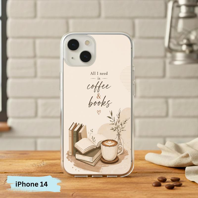 All I Need Is Coffee And Books - Boho Book Art Phone Case IPhone