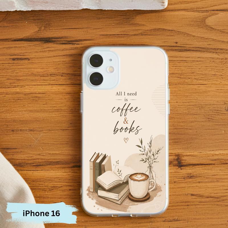All I Need Is Coffee And Books - Boho Book Art Phone Case IPhone
