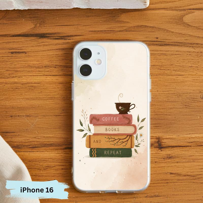Coffee Books And Repeat - Cozy Reader Aesthetic Phone Case IPhone
