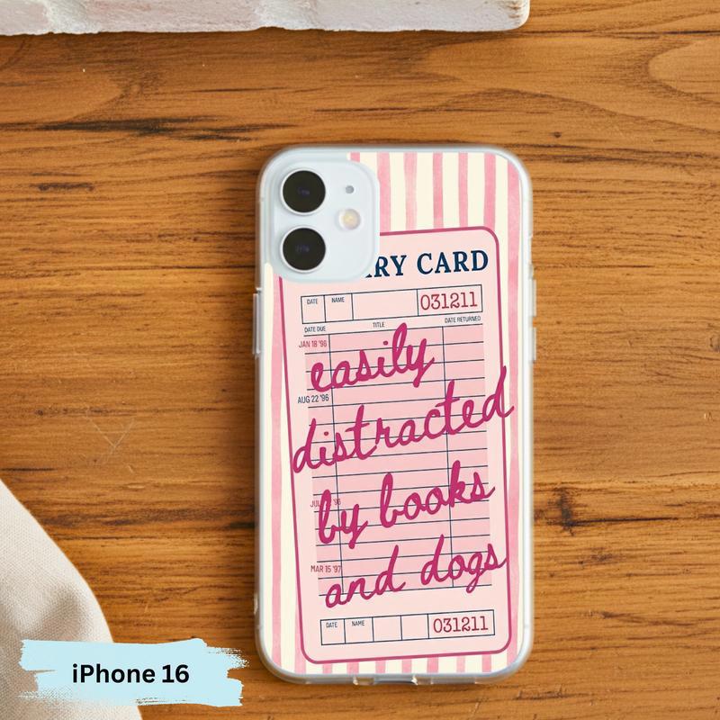 Easily Distracted By Books And Dogs - Funny Book Lover Phone Case IPhone