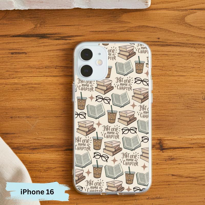 Just One More Chapter Pattern - Books And Coffee Aesthetic Phone Case IPhone