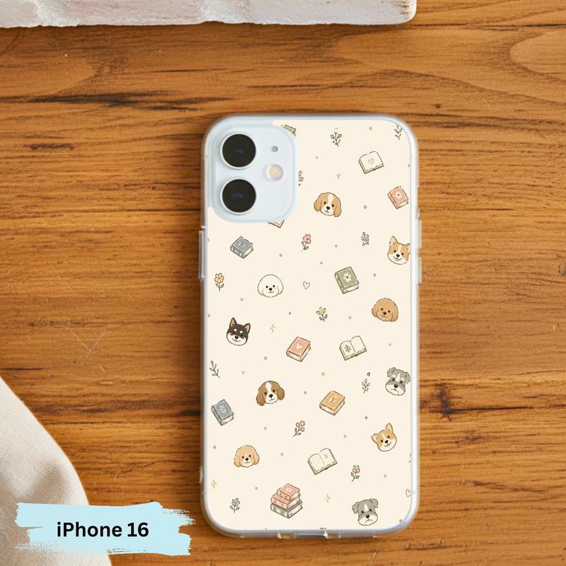 Kawaii Dog Books Pattern - Cute Reading Aesthetic Art Phone Case IPhone