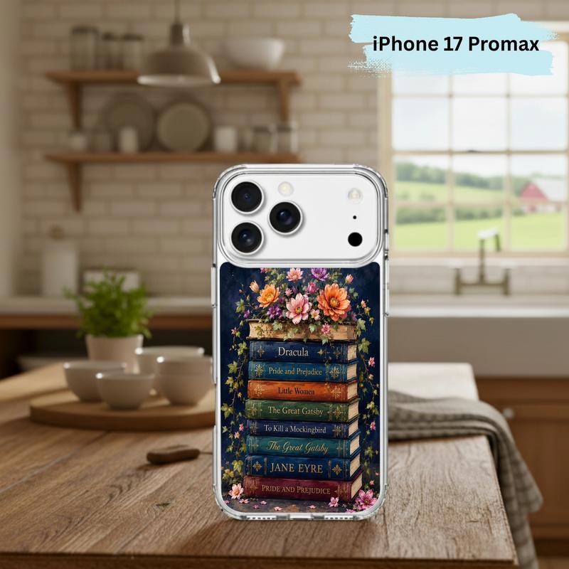 Classic Literature Floral Stack - Vintage Book Lover Aesthetic Phone Case IPhone