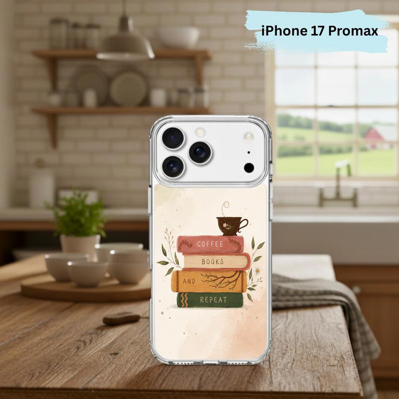 Coffee Books And Repeat - Cozy Reader Aesthetic Phone Case IPhone