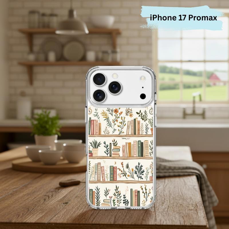 Cozy Reader Aesthetic - Floral Bookshelf Phone Case IPhone