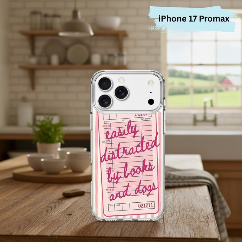 Easily Distracted By Books And Dogs - Funny Book Lover Phone Case IPhone