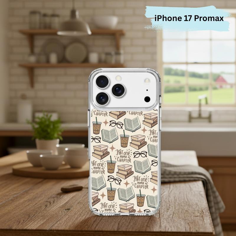 Just One More Chapter Pattern - Books And Coffee Aesthetic Phone Case IPhone