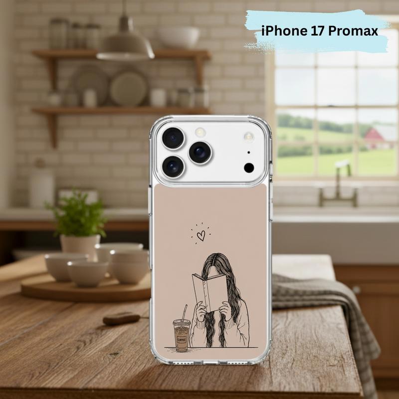 Minimal Girl Reading Art - Coffee And Books Aesthetic Phone Case IPhone Minimal Girl Reading Art - Coffee And Books Aesthetic Phone Case IPhone