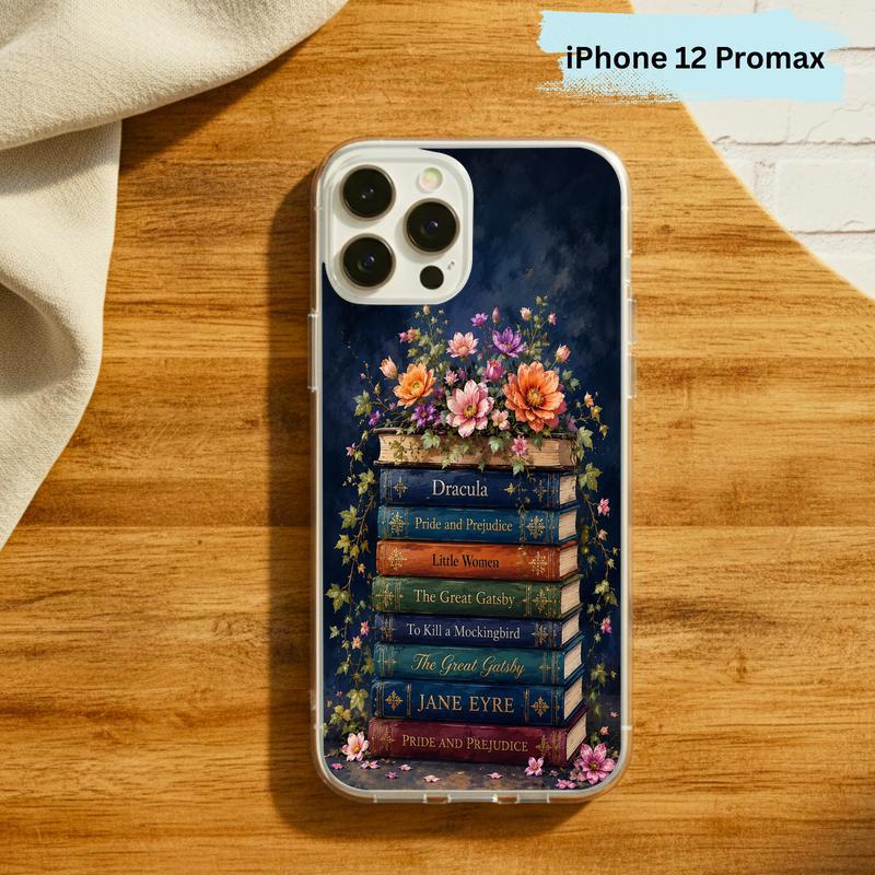 Classic Literature Floral Stack - Vintage Book Lover Aesthetic Phone Case IPhone