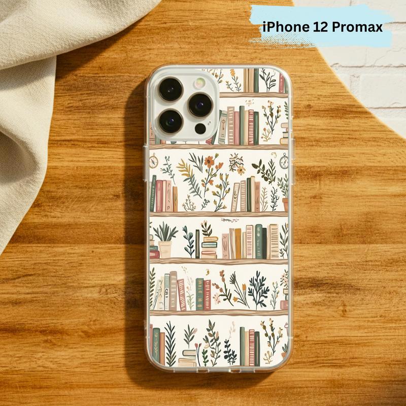 Cozy Reader Aesthetic - Floral Bookshelf Phone Case IPhone