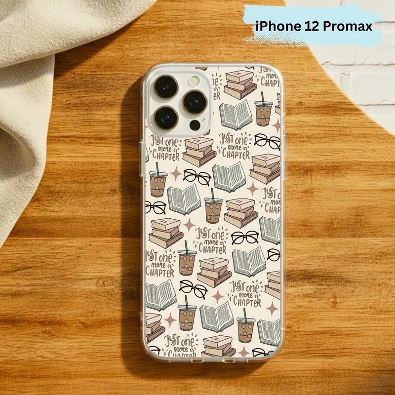 Just One More Chapter Pattern - Books And Coffee Aesthetic Phone Case IPhone