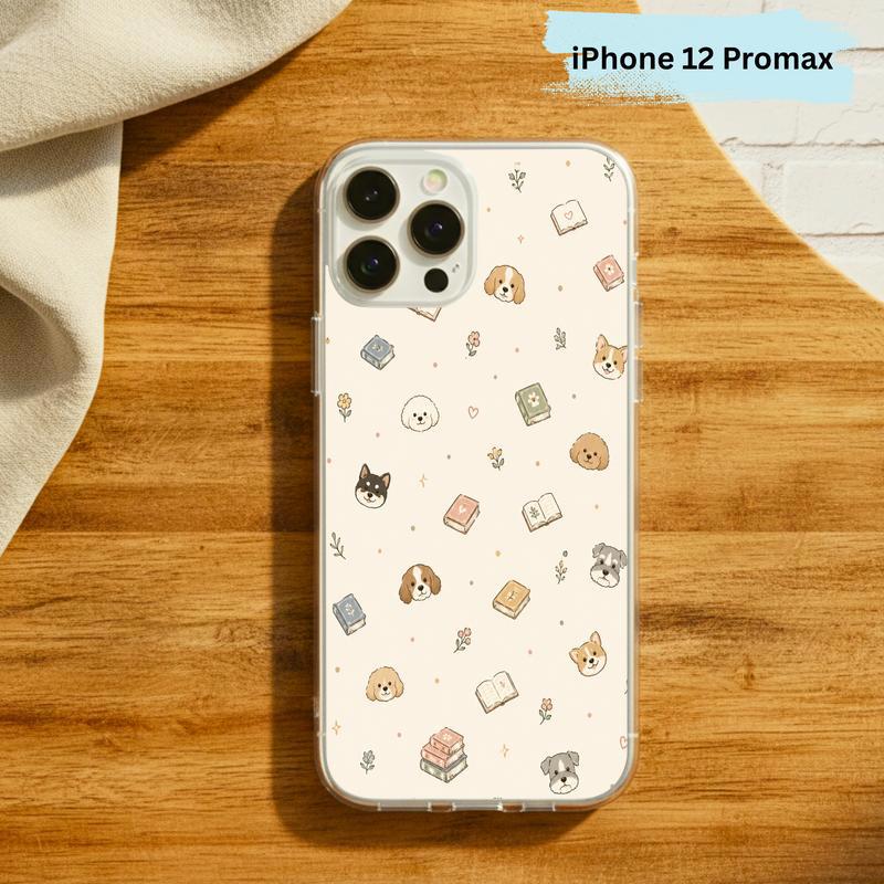 Kawaii Dog Books Pattern - Cute Reading Aesthetic Art Phone Case IPhone