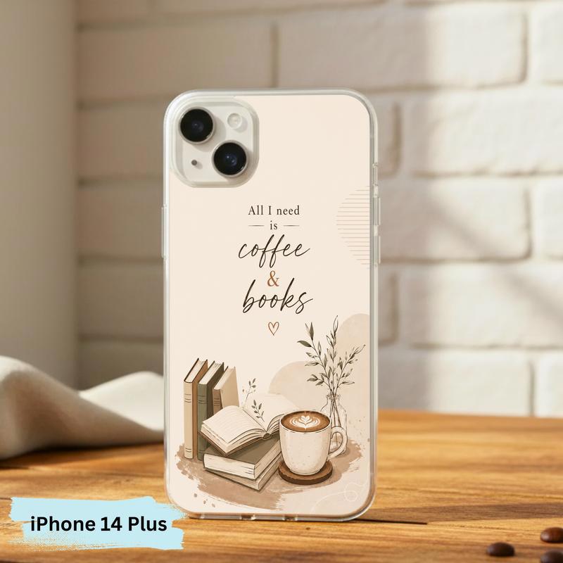 All I Need Is Coffee And Books - Boho Book Art Phone Case IPhone