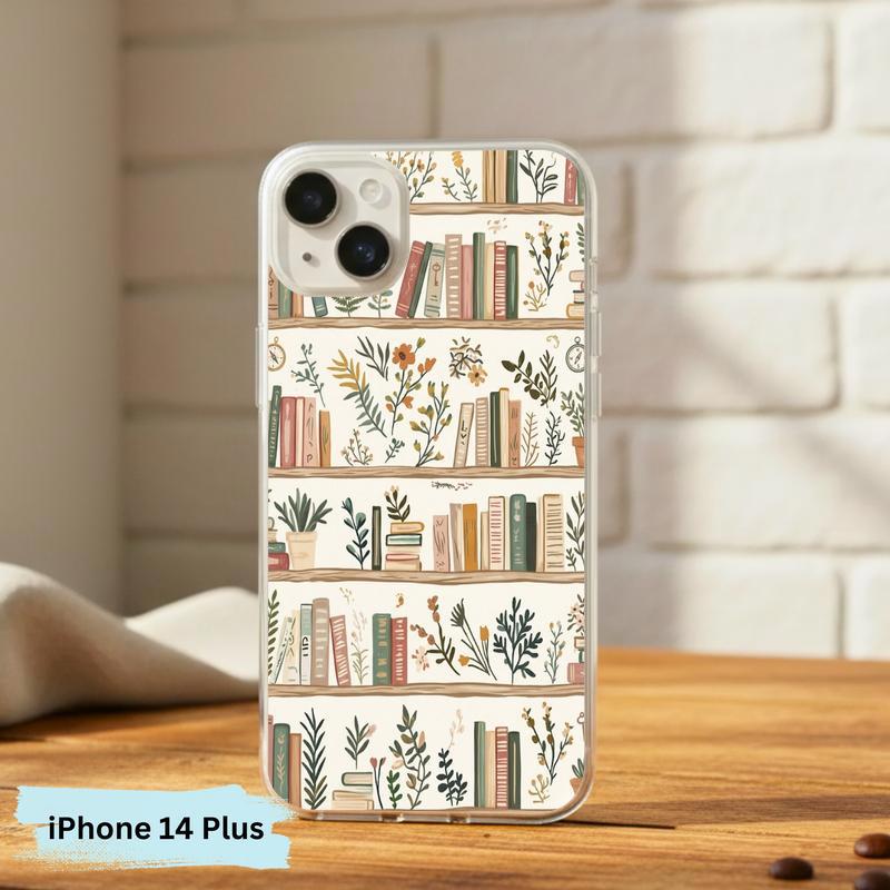 Cozy Reader Aesthetic - Floral Bookshelf Phone Case IPhone