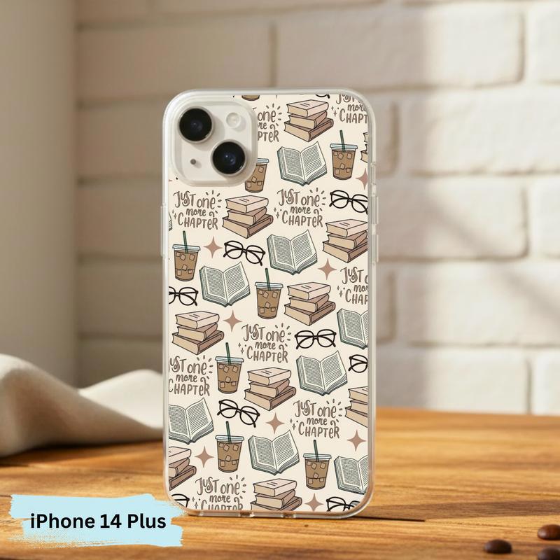 Just One More Chapter Pattern - Books And Coffee Aesthetic Phone Case IPhone