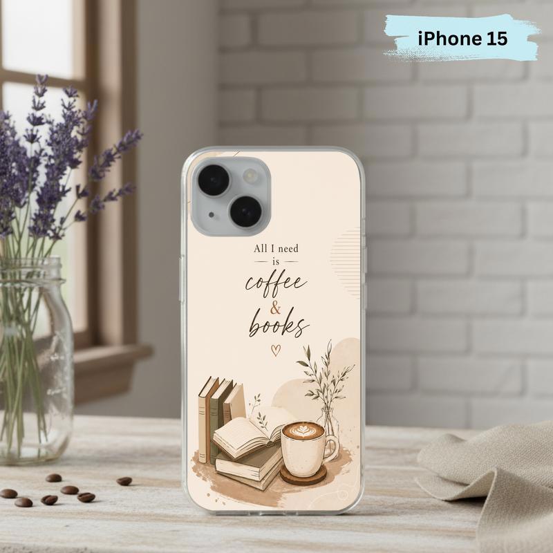 All I Need Is Coffee And Books - Boho Book Art Phone Case IPhone